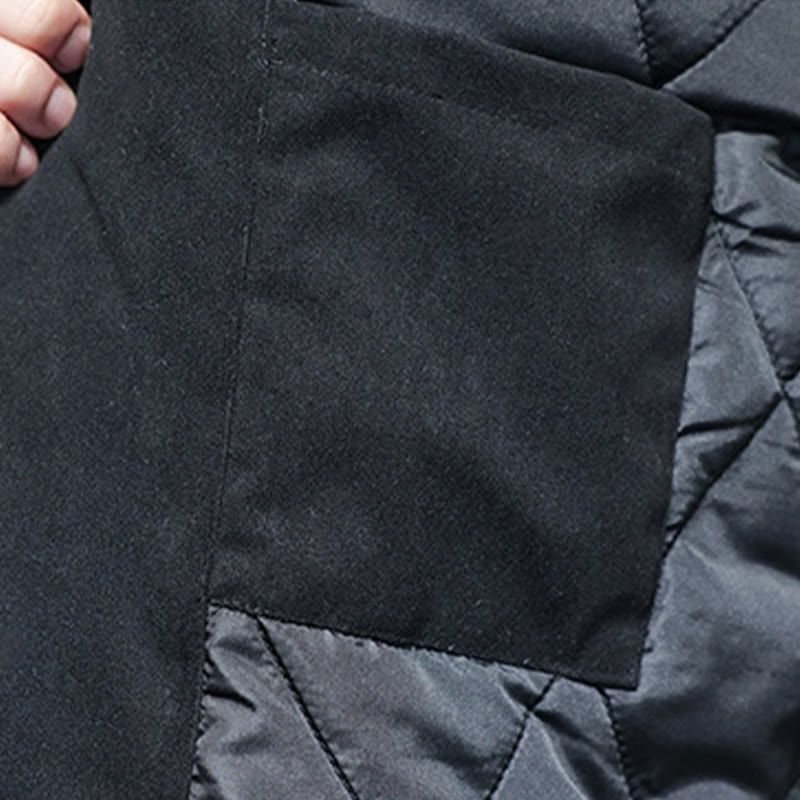 Winter Yin Yang Tai Chi Corduroy Long Sleeve Men's Jacket With Pockets