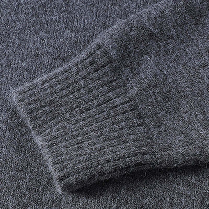 Winter Buttons Crew Neck Design Warm Men's Long Sleeve Knitted Sweater