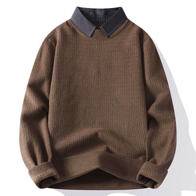 Knitted Stand Collar Thermal Meditation Men's Sweater