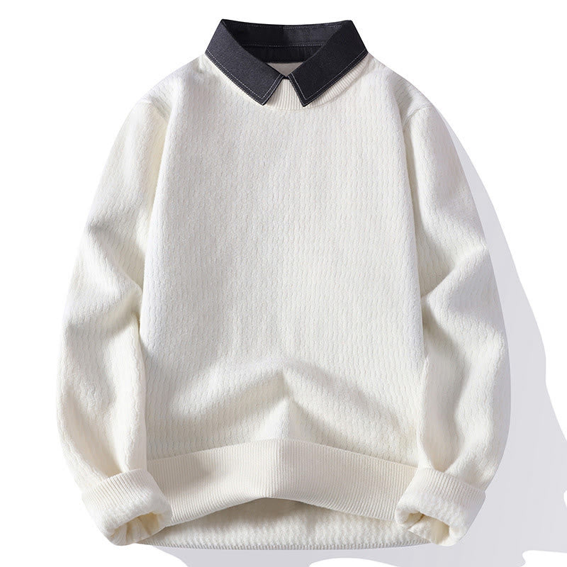 Knitted Stand Collar Thermal Meditation Men's Sweater