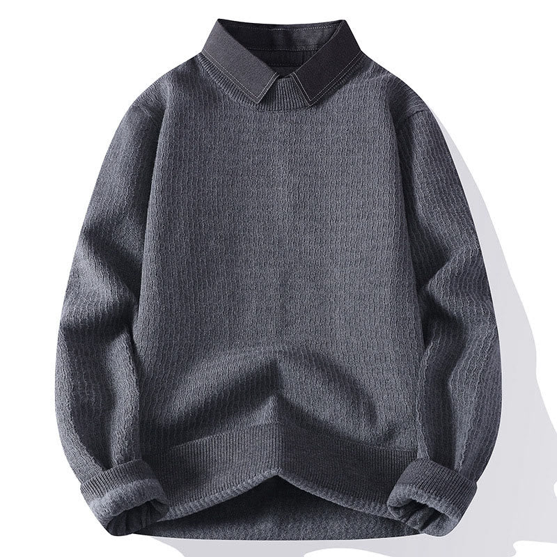 Knitted Stand Collar Thermal Meditation Men's Sweater
