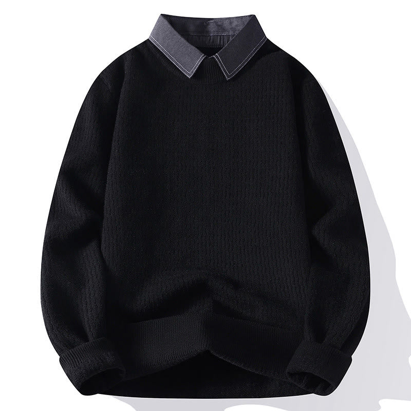 Knitted Stand Collar Thermal Meditation Men's Sweater