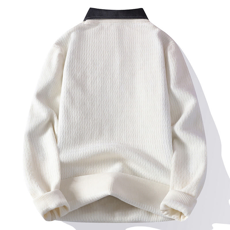 Knitted Stand Collar Thermal Meditation Men's Sweater