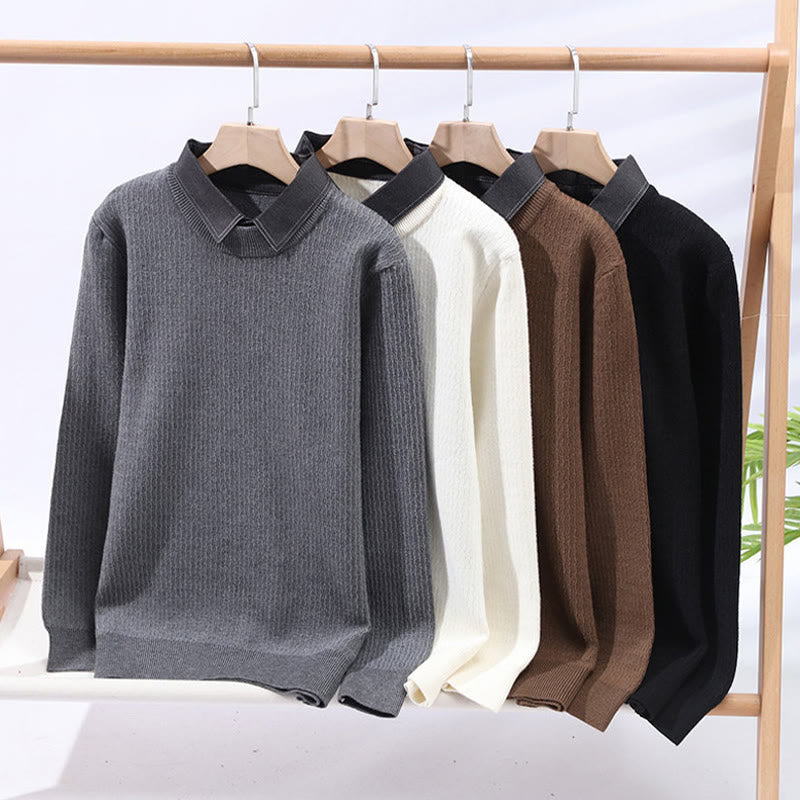 Knitted Stand Collar Thermal Meditation Men's Sweater