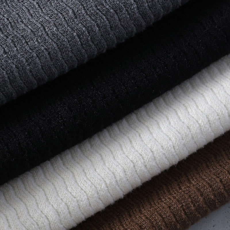 Knitted Stand Collar Thermal Meditation Men's Sweater
