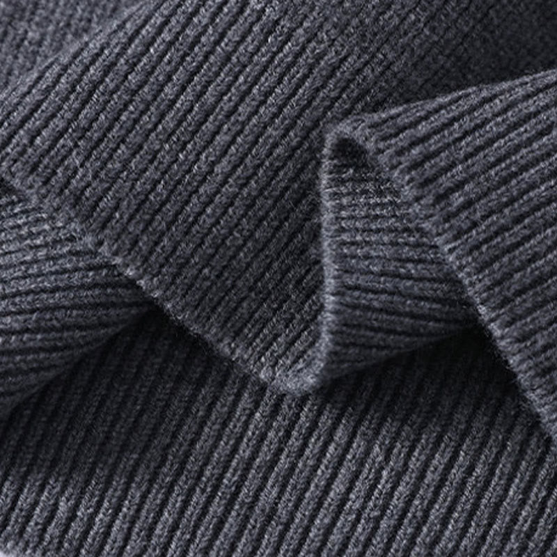 Winter Black Stand Collar Design Warm Men's Long Sleeve Knitted Sweater