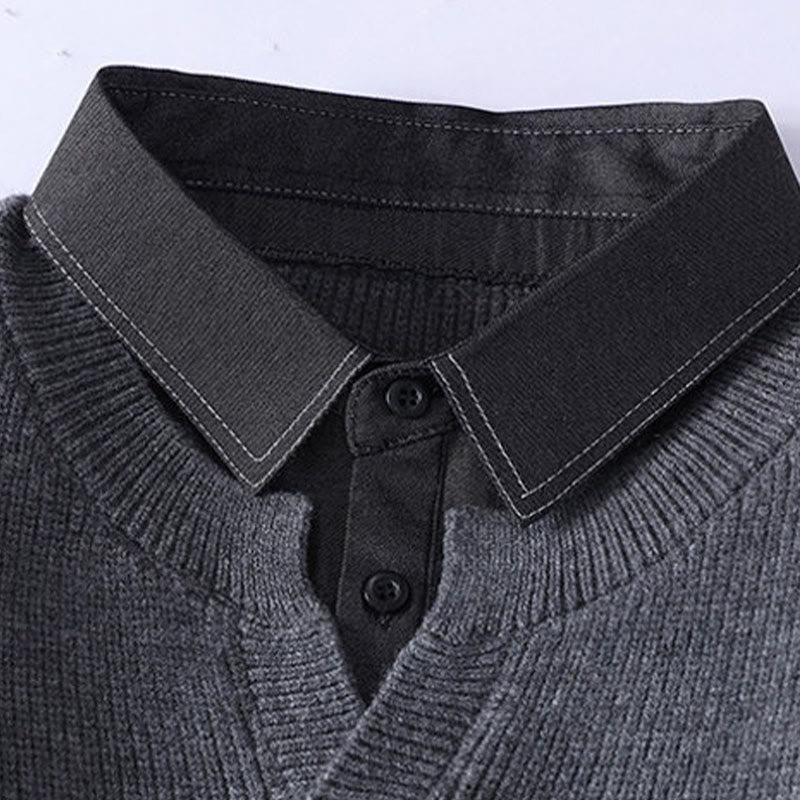 Winter Black Stand Collar Design Warm Men's Long Sleeve Knitted Sweater