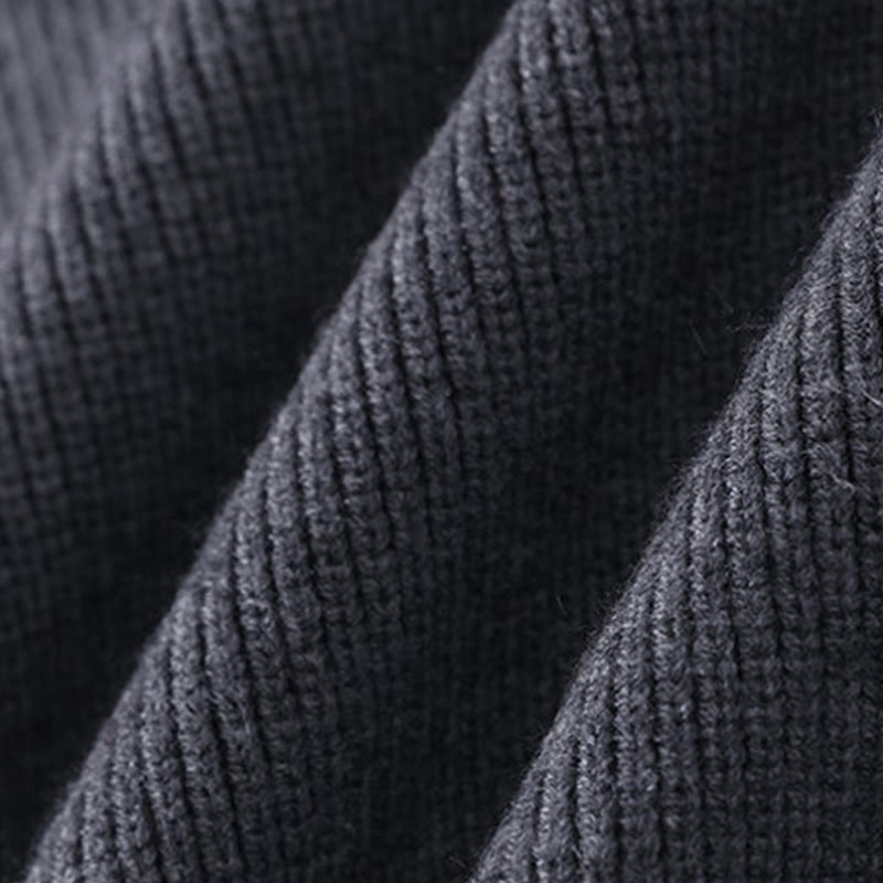 Winter Black Stand Collar Design Warm Men's Long Sleeve Knitted Sweater