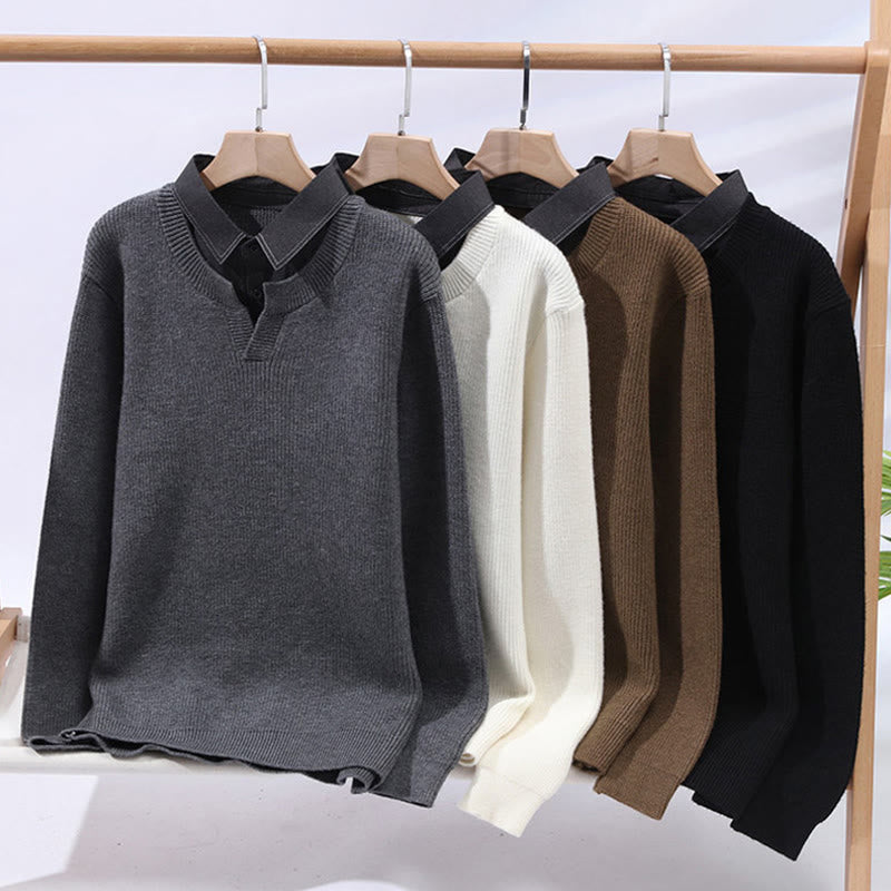 Winter Black Stand Collar Design Warm Men's Long Sleeve Knitted Sweater