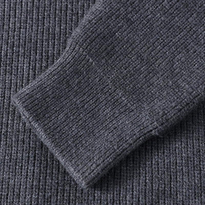 Winter Black Stand Collar Design Warm Men's Long Sleeve Knitted Sweater