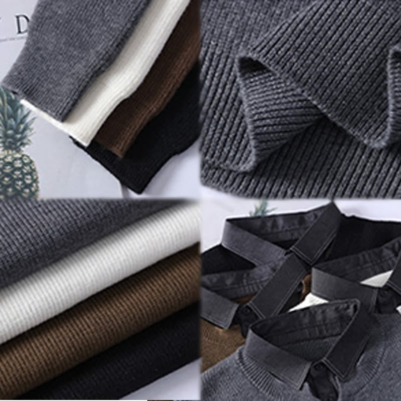 Winter Black Stand Collar Design Warm Men's Long Sleeve Knitted Sweater