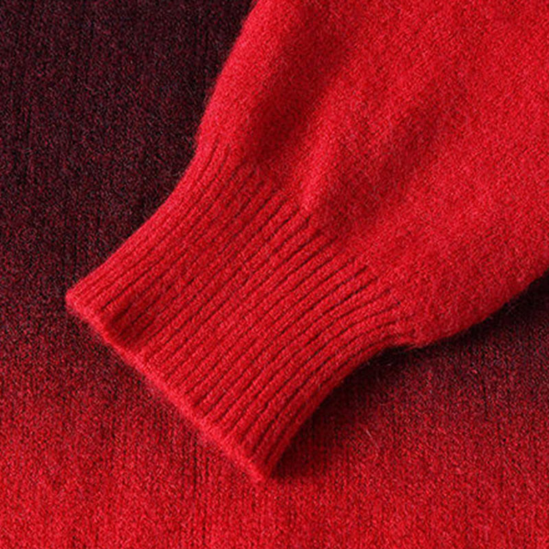 Winter Stand Collar Gradient Color Design Warm Men's Long Sleeve Knitted Sweater