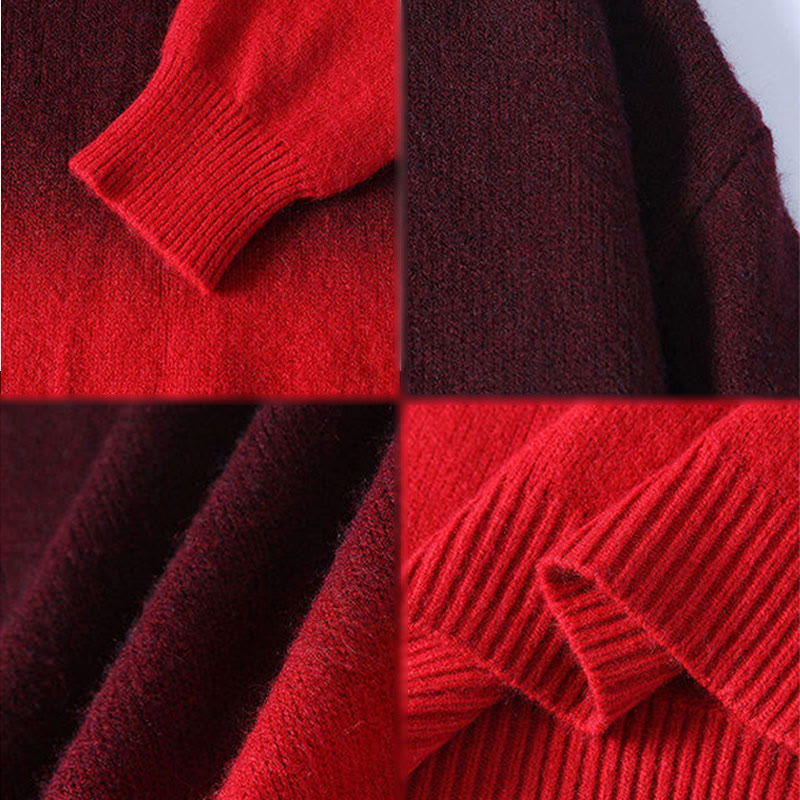 Winter Stand Collar Gradient Color Design Warm Men's Long Sleeve Knitted Sweater