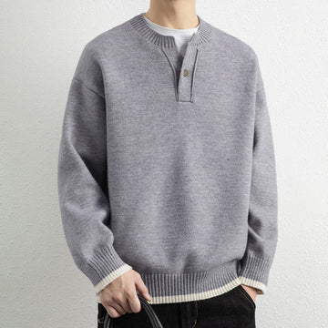 Tactile Warm Knit V-Neck Men's Meditation Sweater