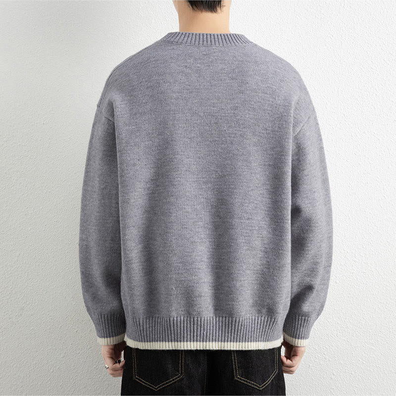 Tactile Warm Knit V-Neck Men's Meditation Sweater