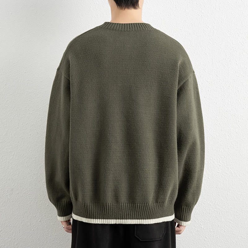 Tactile Warm Knit V-Neck Men's Meditation Sweater