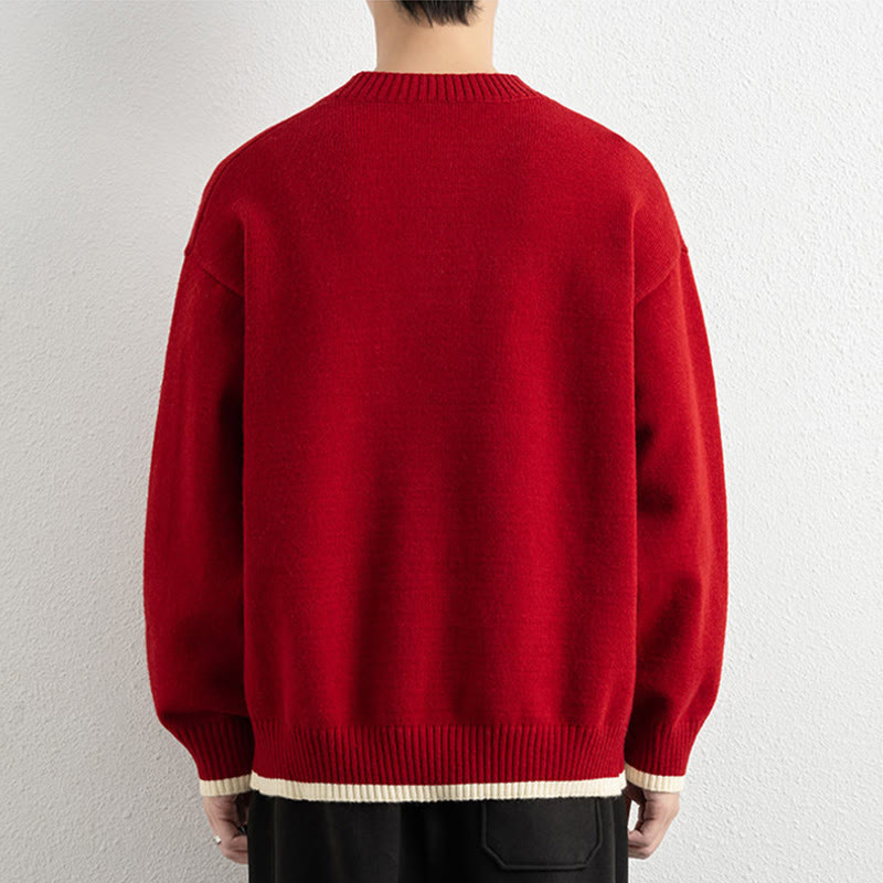 Tactile Warm Knit V-Neck Men's Meditation Sweater