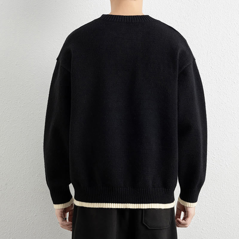 Tactile Warm Knit V-Neck Men's Meditation Sweater