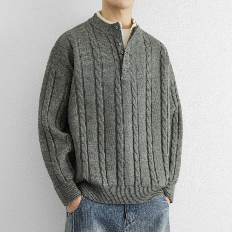 Thermal Knit Stand Collar Grounding Men's Sweater