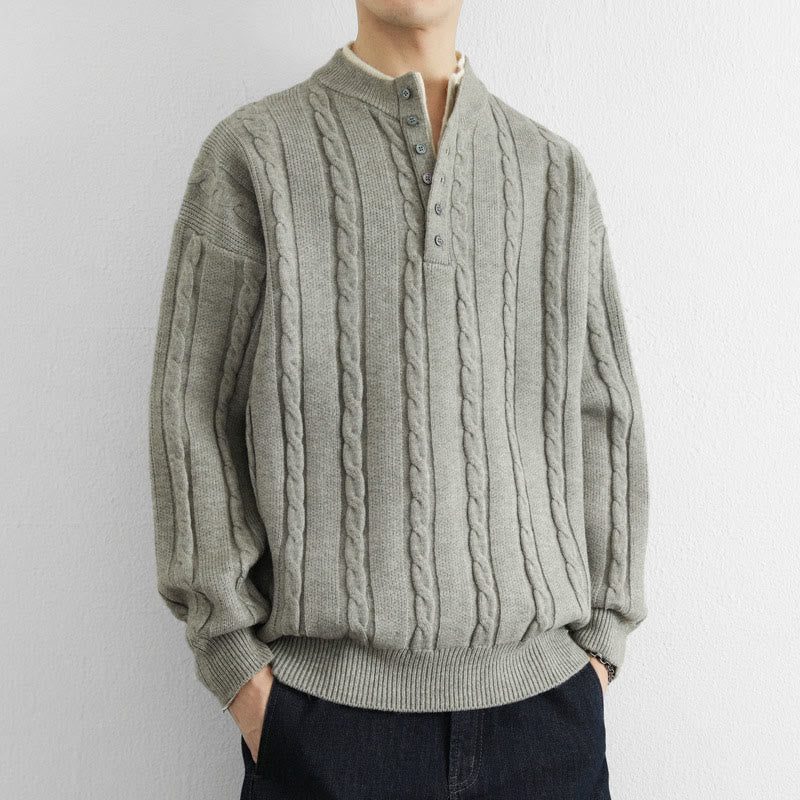 Thermal Knit Stand Collar Grounding Men's Sweater