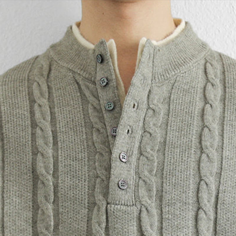 Thermal Knit Stand Collar Grounding Men's Sweater
