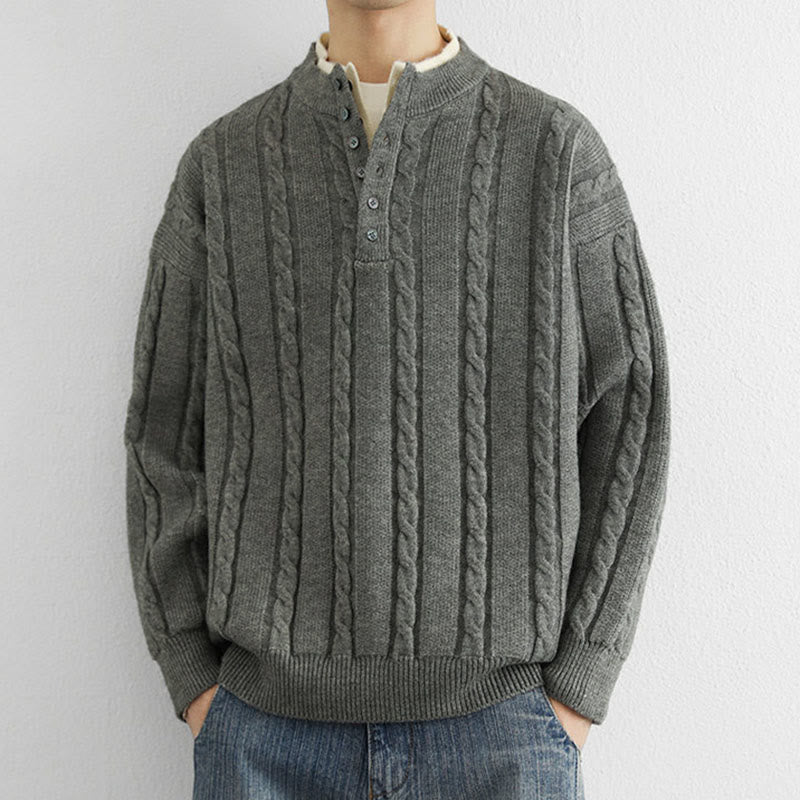 Thermal Knit Stand Collar Grounding Men's Sweater