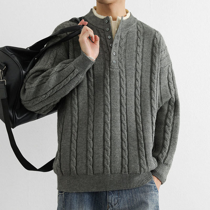 Thermal Knit Stand Collar Grounding Men's Sweater