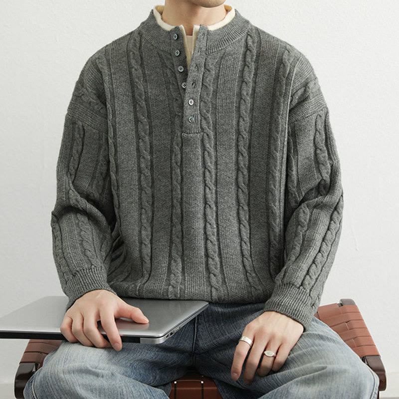 Thermal Knit Stand Collar Grounding Men's Sweater