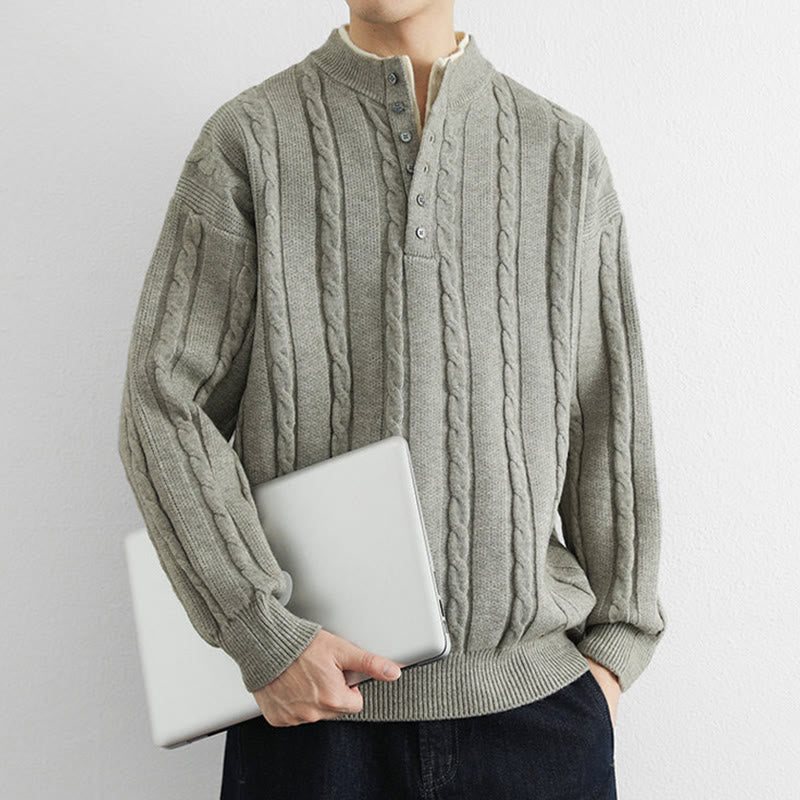 Thermal Knit Stand Collar Grounding Men's Sweater
