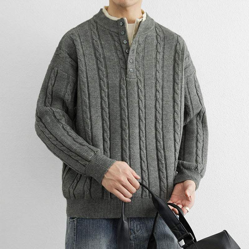 Thermal Knit Stand Collar Grounding Men's Sweater