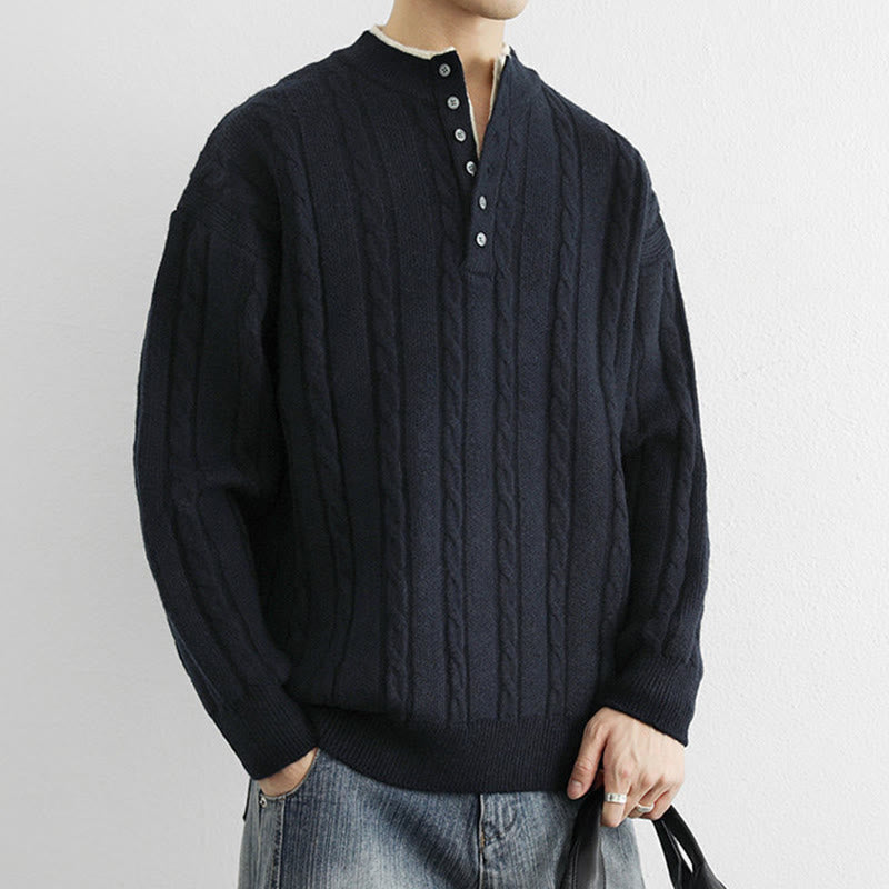 Thermal Knit Stand Collar Grounding Men's Sweater