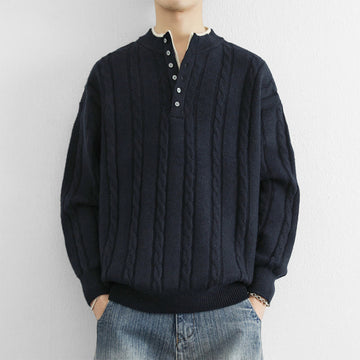 Thermal Knit Stand Collar Grounding Men's Sweater