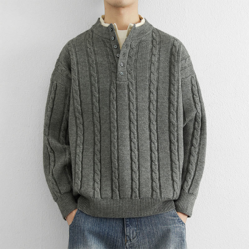 Thermal Knit Stand Collar Grounding Men's Sweater
