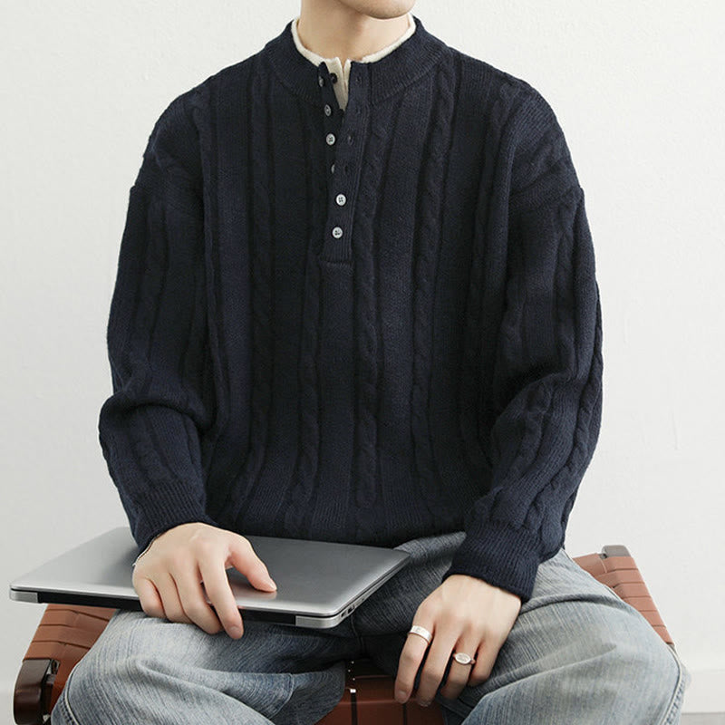 Thermal Knit Stand Collar Grounding Men's Sweater