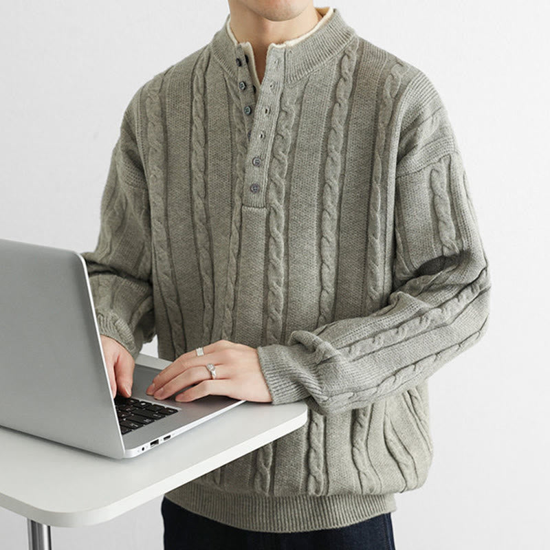 Thermal Knit Stand Collar Grounding Men's Sweater