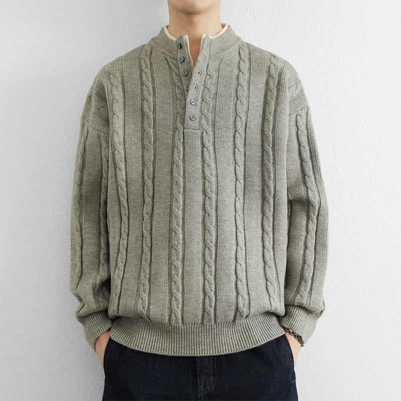 Thermal Knit Stand Collar Grounding Men's Sweater