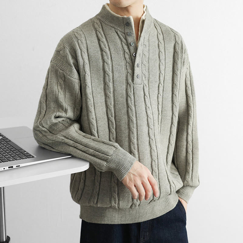 Thermal Knit Stand Collar Grounding Men's Sweater