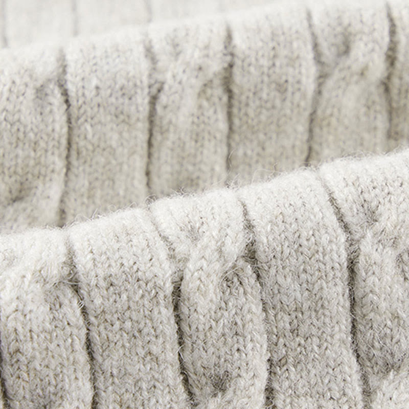 Winter Crew Neck Three Buttons Twisted Design Warm Men's Long Sleeve Knitted Sweater