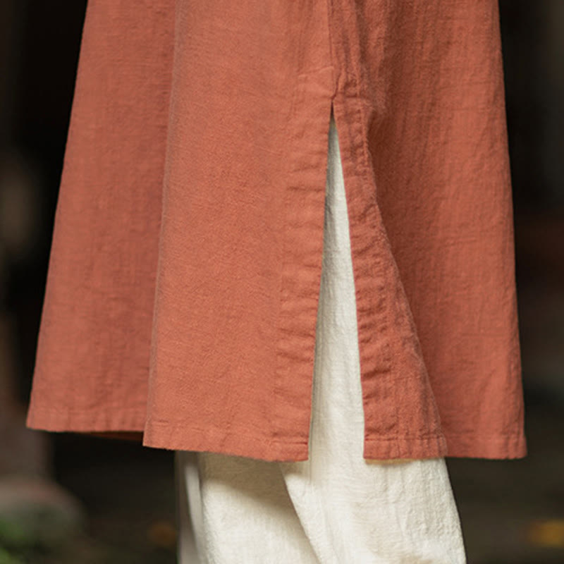 Ramie Linen Long-Sleeve Mindful Meditation Midi Dress