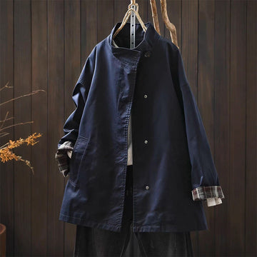 Minimalist Cotton Mid-Length Daily Grounding Jacket