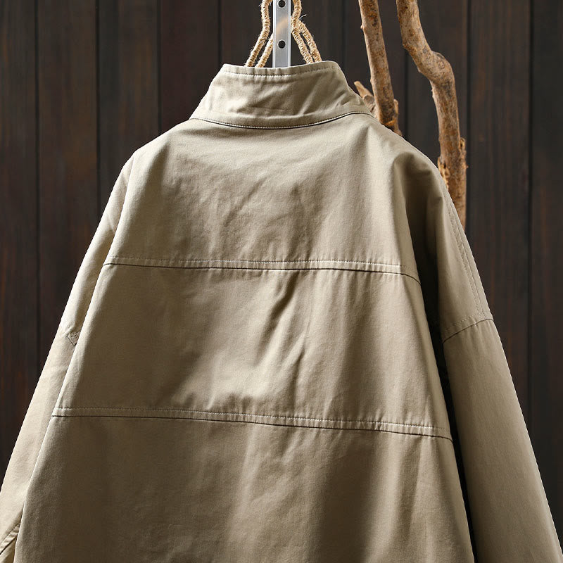 Minimalist Cotton Mid-Length Daily Grounding Jacket