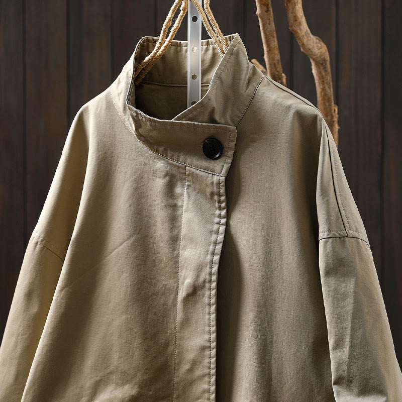 Minimalist Cotton Mid-Length Daily Grounding Jacket