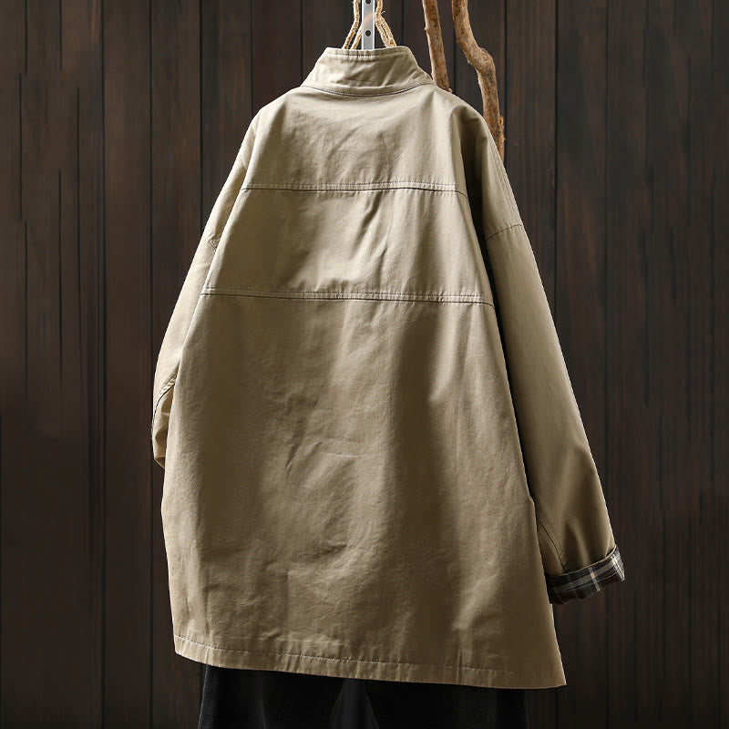 Minimalist Cotton Mid-Length Daily Grounding Jacket