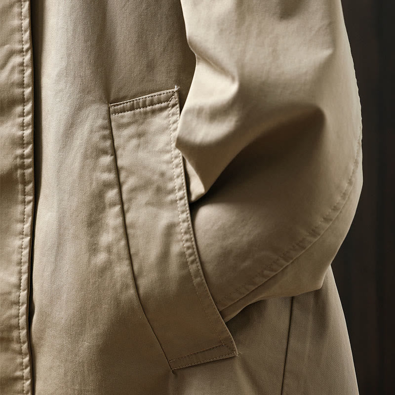 Minimalist Cotton Mid-Length Daily Grounding Jacket