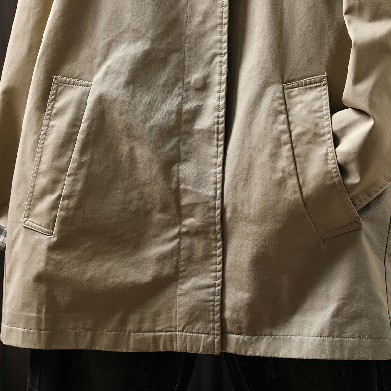 Minimalist Cotton Mid-Length Daily Grounding Jacket