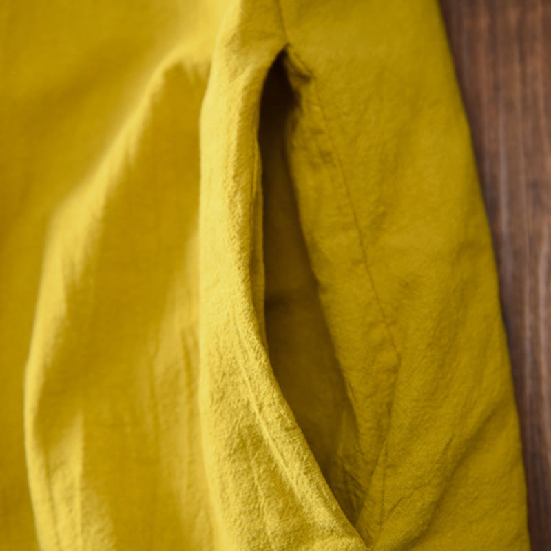 Winter Solid Frog-Button Long Sleeve Cotton Women's Thermal Jacket With Pockets