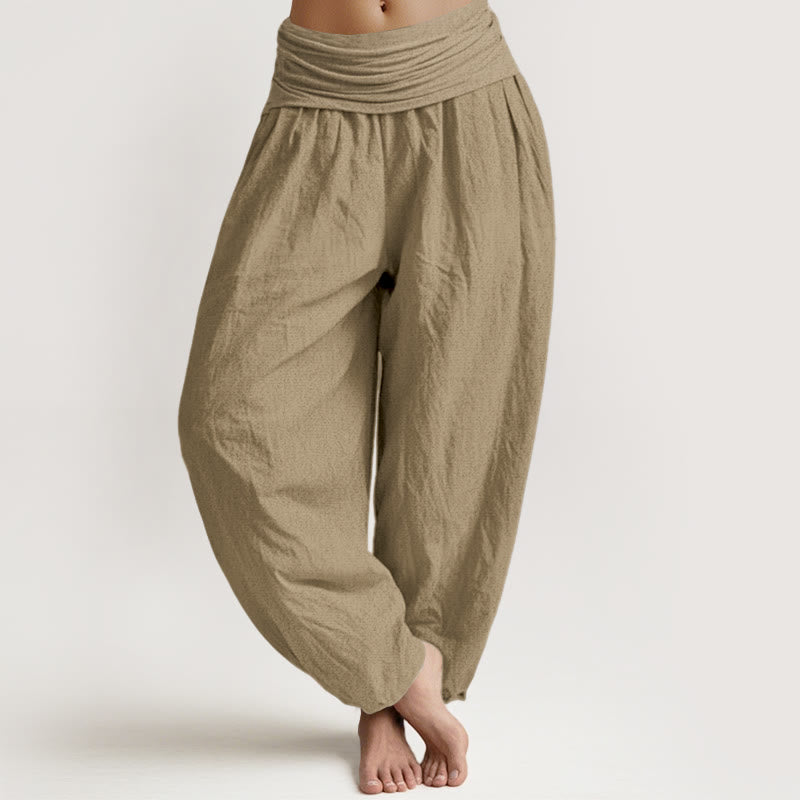 Breathable Cotton Harem Pants with Adaptive Modal Waistband for Mindful Movement