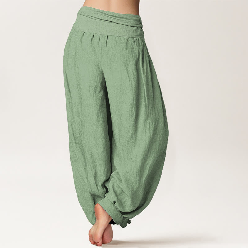 Tactile Cotton Pleated-Waist Mindful Movement Harem Pants