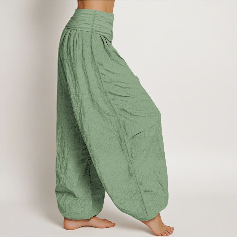 Tactile Cotton Pleated-Waist Mindful Movement Harem Pants