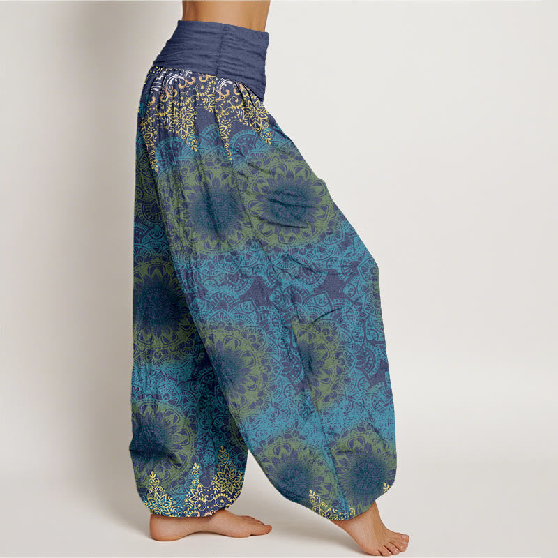 Cotton Triangular Mandala Patterns Women's Elastic Waist Harem Pants